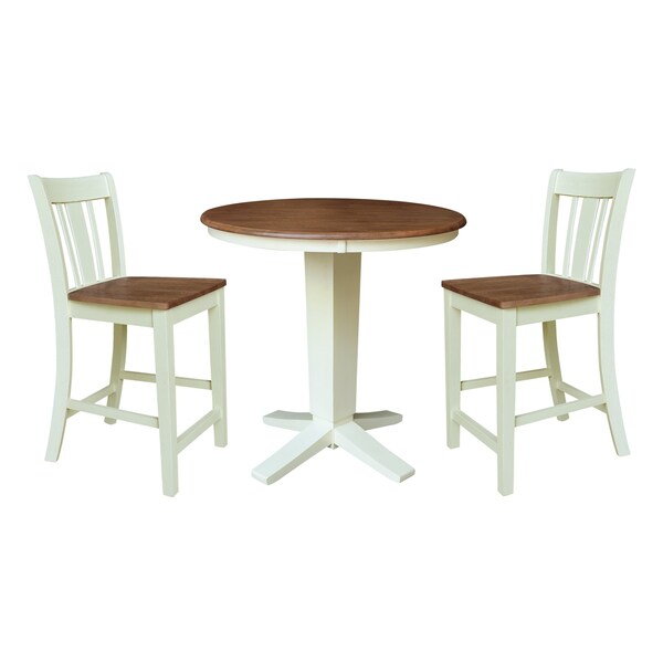Whitewood Industries Rectangular Fixed Top Table W/ 2 Counter Height Stools, 36 in W, 35.9 in L, 36 in H, Parawood, 3 - K79-36RT-23B-S102-2