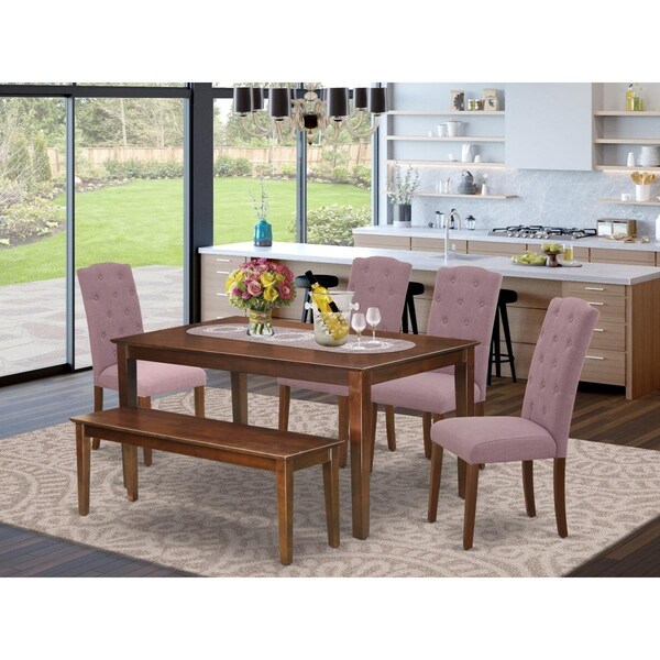 East West Furniture 6 Piece Capri Dining Set - Mahogany - CACE6-MAH-10