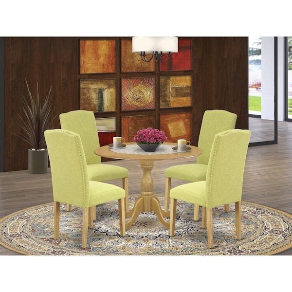 East West Furniture 5 Piece Dublin Dining Table Set - Oak - DMEN5-OAK-07
