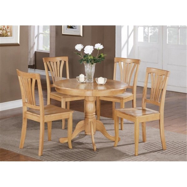 Latestluxury BT3-OAK-W 3 PC Bristol Round Kitchen 36 in. Table and 2 Chairs with Wood seat in Oak Finish - LA703192