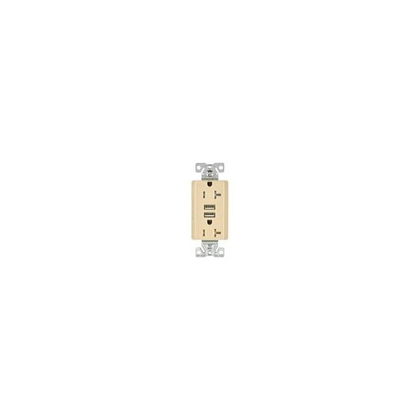 Eaton Wiring Devices COMBINATION USB CHARGER WITH DUPLEX RECEPTACLE - TR7756V-BOX