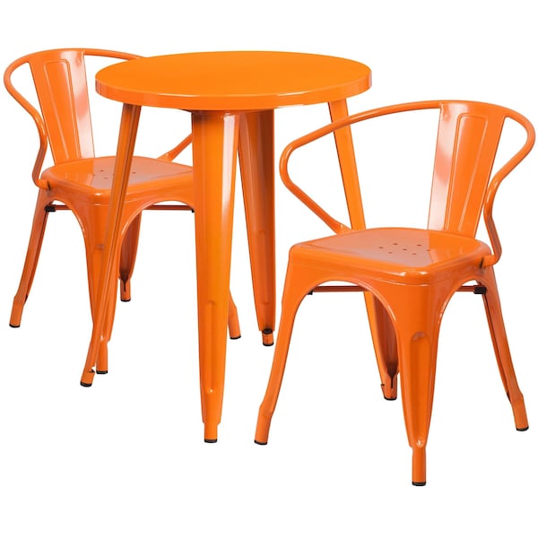 Flash Furniture Round 24" W, 24" L, 29" H, Metal, Orange - CH-51080TH-2-18ARM-OR-GG