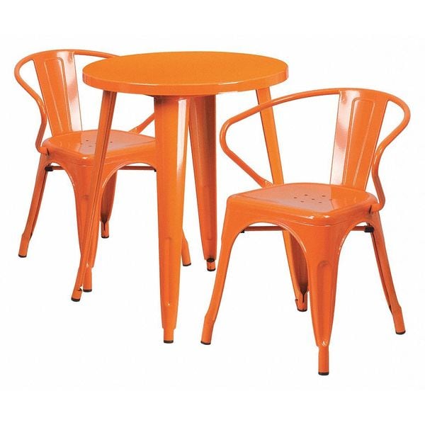 Flash Furniture Round 24" W, 24" L, 29" H, Metal, Orange - CH-51080TH-2-18ARM-OR-GG