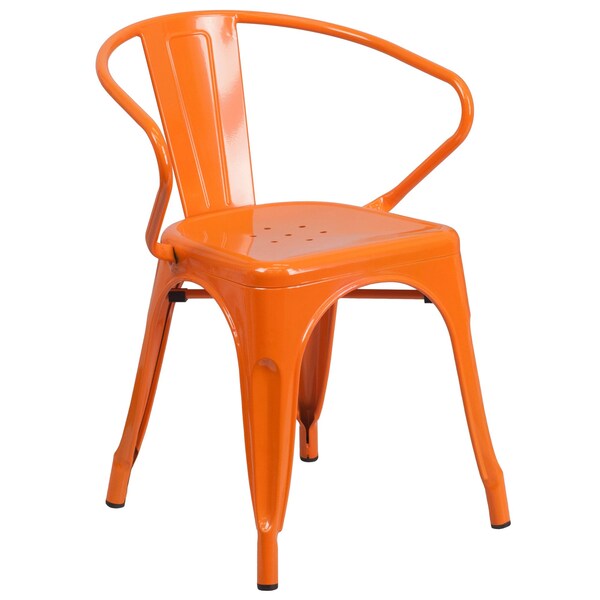 Flash Furniture Round 24" W, 24" L, 29" H, Metal, Orange - CH-51080TH-2-18ARM-OR-GG