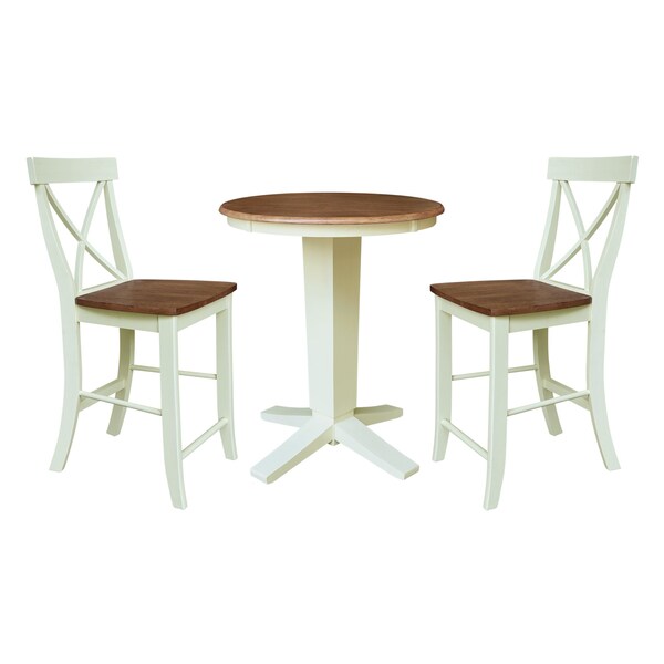 Whitewood Industries Rectangular Fixed Top Table W/ 2 Counter Height Stools, 30 in W, 35.9 in L, 30 in H, Parawood - K79-30RT-23B-S6132-2