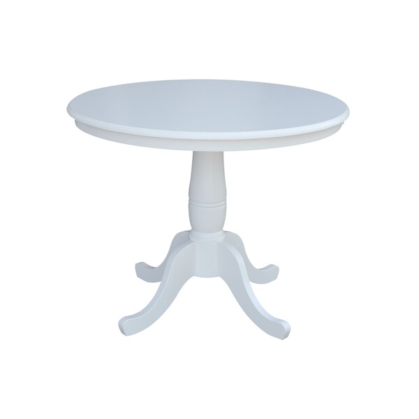 International Concepts Round 36 in Round Top Pedestal Table, 28.9 inH, White, 36 in W, 36 in L, 29.1 in H, Wood, White - K08-36RT