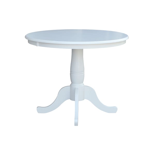 International Concepts Round 36 in Round Top Pedestal Table, 28.9 inH, White, 36 in W, 36 in L, 29.1 in H, Wood, White - K08-36RT