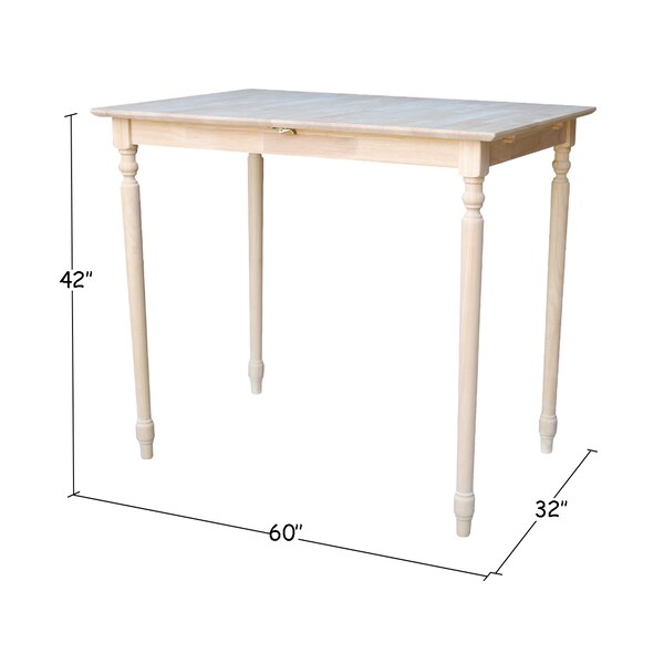International Concepts Rectangle Table with Butterfly Extension, Unfinished, 32 in W, 48 in L, 42 in H, Wood, Unfinished - K-T32X-342T