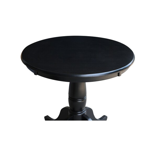 International Concepts Round 30 in Round Top Pedestal Table, 28.9 inH, Black, 30 in W, 30 in L, 28.9 in H, Wood, Black - K46-30RT