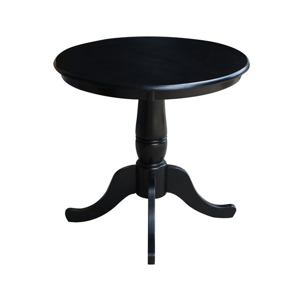 International Concepts Round 30 in Round Top Pedestal Table, 28.9 inH, Black, 30 in W, 30 in L, 28.9 in H, Wood, Black - K46-30RT