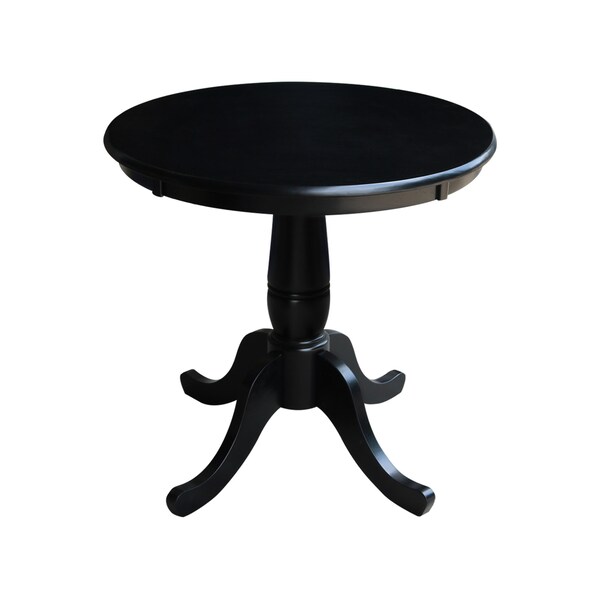 International Concepts Round 30 in Round Top Pedestal Table, 28.9 inH, Black, 30 in W, 30 in L, 28.9 in H, Wood, Black - K46-30RT
