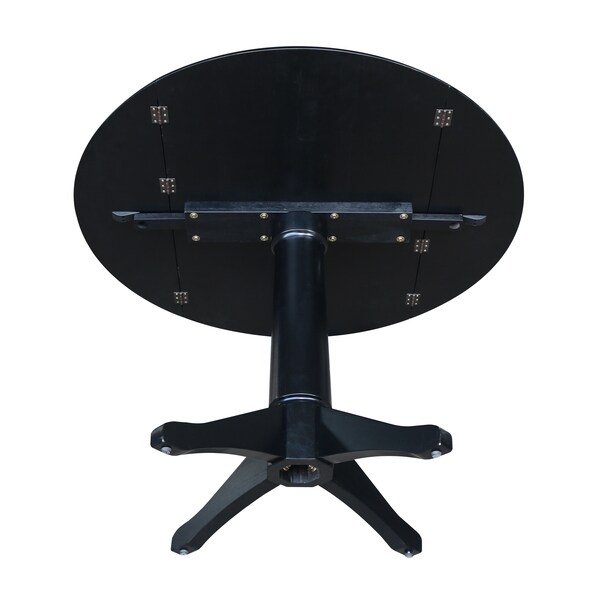 International Concepts Round 42 in Round Dual Drop Leaf Pedestal Table, 30.3 inH, Black, 42 in W, 42 in L, 30.3 in H, Wood - K46-42DPT-27B