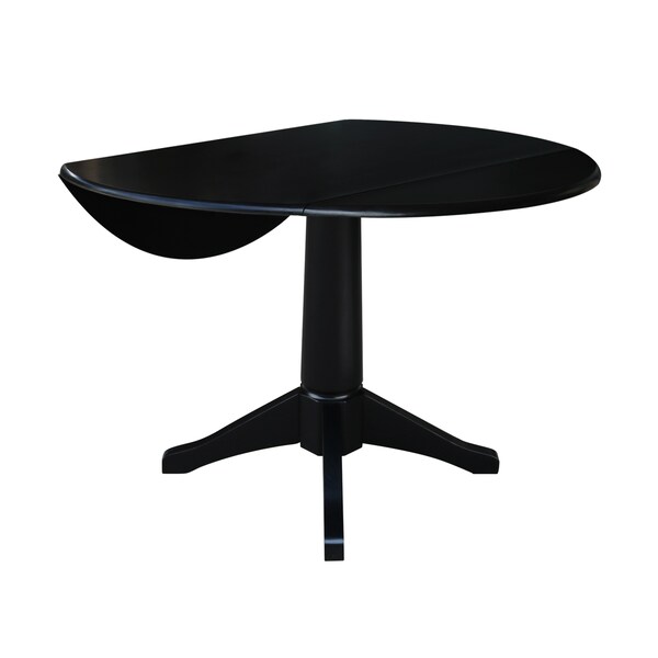 International Concepts Round 42 in Round Dual Drop Leaf Pedestal Table, 30.3 inH, Black, 42 in W, 42 in L, 30.3 in H, Wood - K46-42DPT-27B