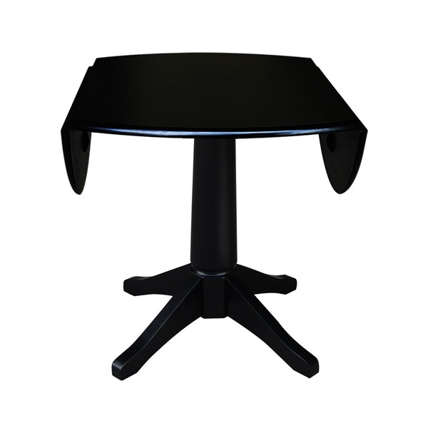 International Concepts Round 42 in Round Dual Drop Leaf Pedestal Table, 30.3 inH, Black, 42 in W, 42 in L, 30.3 in H, Wood - K46-42DPT-27B