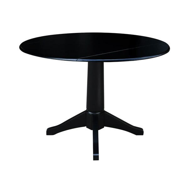 International Concepts Round 42 in Round Dual Drop Leaf Pedestal Table, 30.3 inH, Black, 42 in W, 42 in L, 30.3 in H, Wood - K46-42DPT-27B