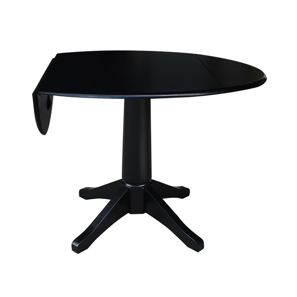 International Concepts Round 42 in Round Dual Drop Leaf Pedestal Table, 30.3 inH, Black, 42 in W, 42 in L, 30.3 in H, Wood - K46-42DPT-27B
