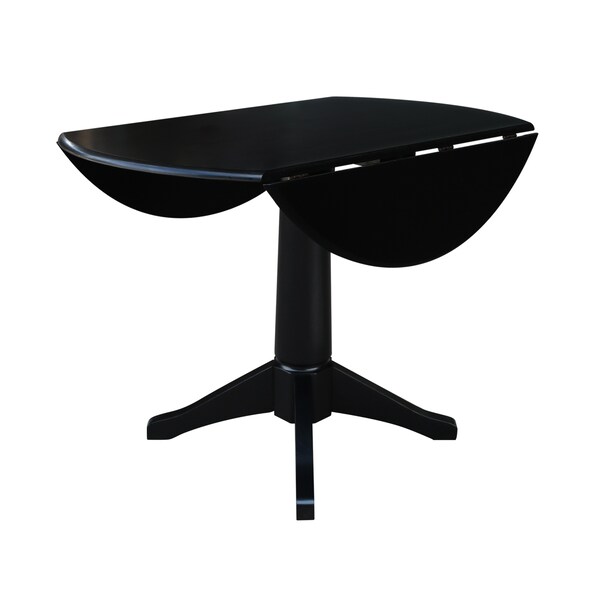 International Concepts Round 42 in Round Dual Drop Leaf Pedestal Table, 30.3 inH, Black, 42 in W, 42 in L, 30.3 in H, Wood - K46-42DPT-27B