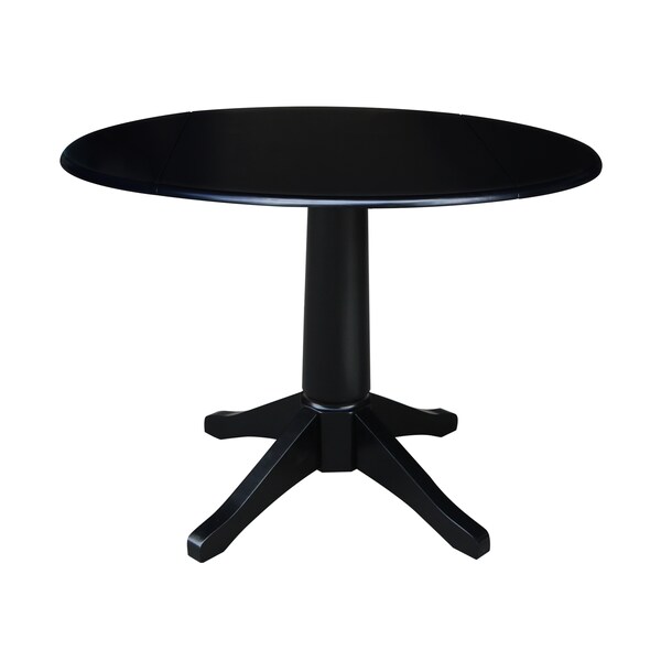 International Concepts Round 42 in Round Dual Drop Leaf Pedestal Table, 30.3 inH, Black, 42 in W, 42 in L, 30.3 in H, Wood - K46-42DPT-27B