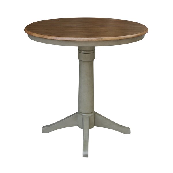 International Concepts Round 36 in Rd Top Ped Table, 12 in Leaf, Counter Ht, Hickory/Stone, 36 in W, 48 in L, 36.1 in H - K41-36RXT-27B-6B