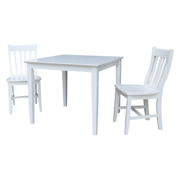 International Concepts Square 36 in x 36 in Dining Table with 2 Chairs, White, 36 in W, 36 in L, 30 in H, Wood, White - K08-3636-C61-2