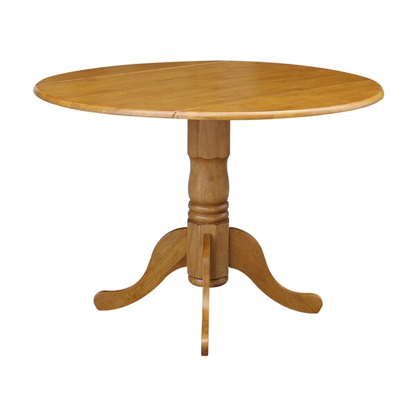 International Concepts Round 42 in Round Dual Drop Leaf Pedestal Table, Oak, 42 in W, 42 in L, 29.5 in H, Wood, Oak - T04-42DP