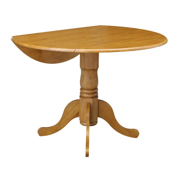 International Concepts Round 42 in Round Dual Drop Leaf Pedestal Table, Oak, 42 in W, 42 in L, 29.5 in H, Wood, Oak - T04-42DP