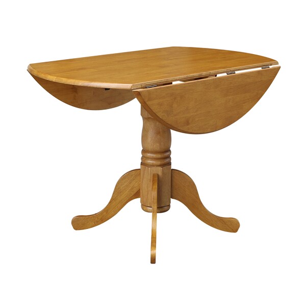 International Concepts Round 42 in Round Dual Drop Leaf Pedestal Table, Oak, 42 in W, 42 in L, 29.5 in H, Wood, Oak - T04-42DP