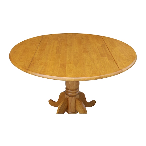 International Concepts Round 42 in Round Dual Drop Leaf Pedestal Table, Oak, 42 in W, 42 in L, 29.5 in H, Wood, Oak - T04-42DP