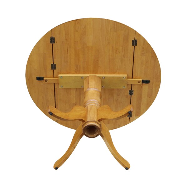 International Concepts Round 42 in Round Dual Drop Leaf Pedestal Table, Oak, 42 in W, 42 in L, 29.5 in H, Wood, Oak - T04-42DP