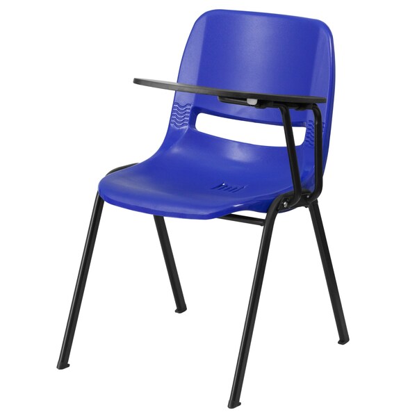 Flash Furniture Tablet Arm Chair, Left Hand Flip-Up, Blu, 21" W, 25.5" L, 32" H, Blue - RUT-EO1-BL-LTAB-GG