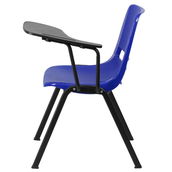 Flash Furniture Tablet Arm Chair, Left Hand Flip-Up, Blu, 21" W, 25.5" L, 32" H, Blue - RUT-EO1-BL-LTAB-GG