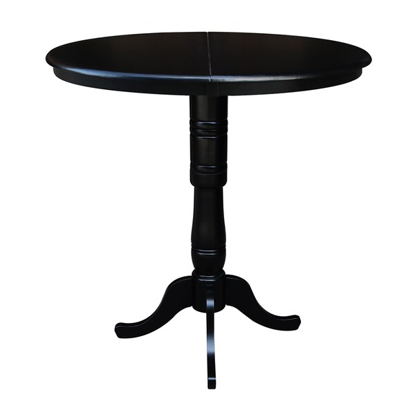 International Concepts Round 36 in Rd Top Pedestal Table, 12 in Leaf, 40.9 inH, Adjustable Height, Black, 36 in W, 48 in L - K46-36RXT-6B-2