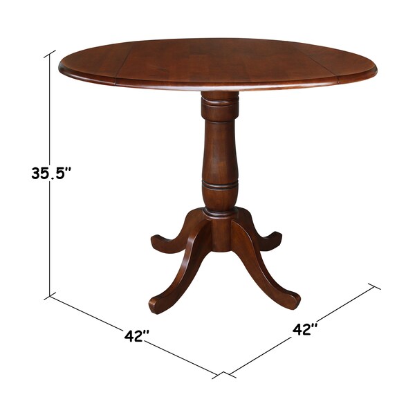 International Concepts Round 42 in Round Dual Drop Leaf Pedestal Table, 35.5 inH, Espresso, 42 in W, 42 in L, 35.5 in H - K581-42DPT-6B