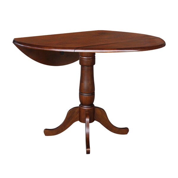 International Concepts Round 42 in Round Dual Drop Leaf Pedestal Table, 35.5 inH, Espresso, 42 in W, 42 in L, 35.5 in H - K581-42DPT-6B