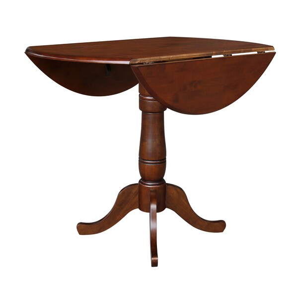 International Concepts Round 42 in Round Dual Drop Leaf Pedestal Table, 35.5 inH, Espresso, 42 in W, 42 in L, 35.5 in H - K581-42DPT-6B