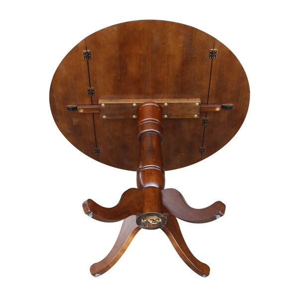 International Concepts Round 42 in Round Dual Drop Leaf Pedestal Table, 35.5 inH, Espresso, 42 in W, 42 in L, 35.5 in H - K581-42DPT-6B