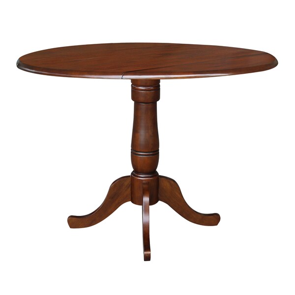 International Concepts Round 42 in Round Dual Drop Leaf Pedestal Table, 35.5 inH, Espresso, 42 in W, 42 in L, 35.5 in H - K581-42DPT-6B