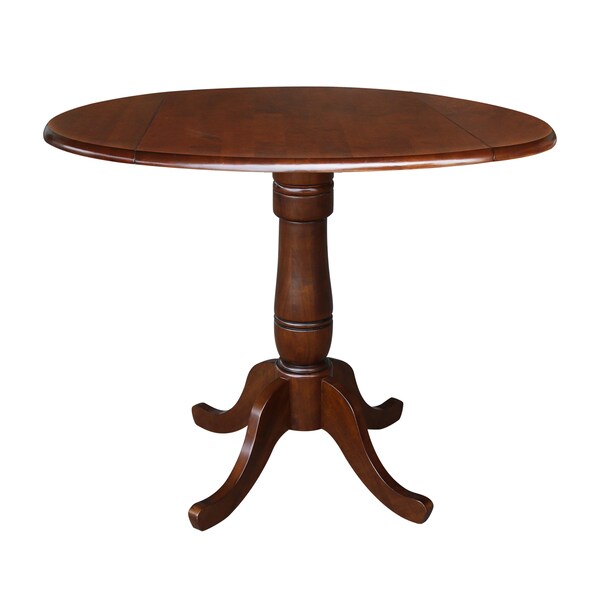 International Concepts Round 42 in Round Dual Drop Leaf Pedestal Table, 35.5 inH, Espresso, 42 in W, 42 in L, 35.5 in H - K581-42DPT-6B