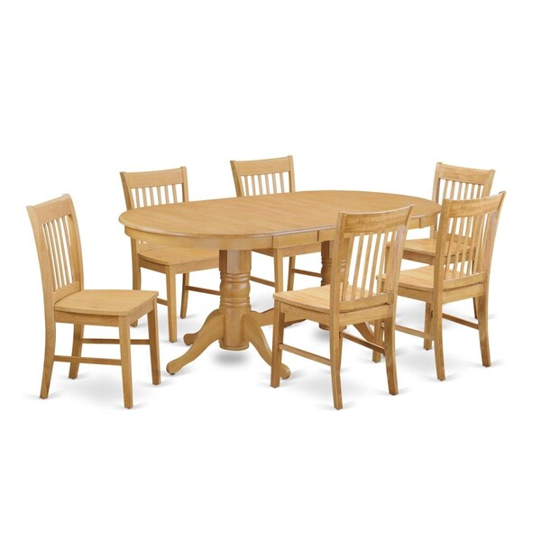 East West Furniture Kitchen Table & 6 Dining Room Chairs, Oak - VANO7-OAK-W