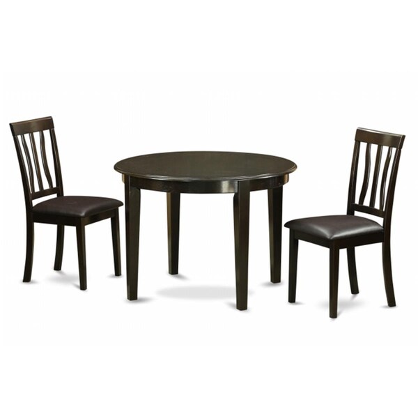 East West Furniture 3 Piece Small Kitchen Table and Chairsset-Dining Table and 2 Dinette Chairs - HLAN3-CAP-LC