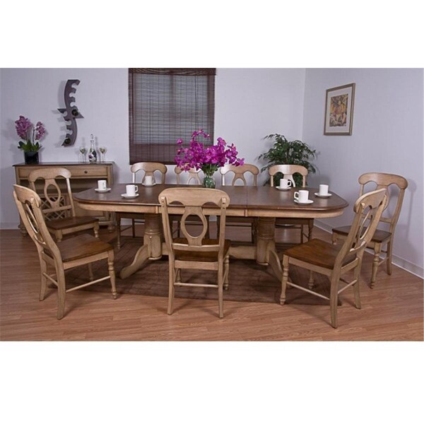 Sunset Trading 7 Piece Brook Double Pedestal Extension Dining Set with Napoleon Chairs - DLU-BR4296-C50-PW7PC