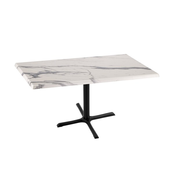 Holland Bar Stool Co 30" Tall OD211 Black Table Base 30" x 30" Foot 30" x 48" White Marble Top by the HollBar Stool Co. - OD211-3030BWOD3048WM