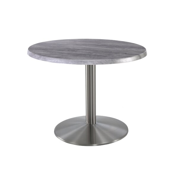Holland Bar Stool Co 30" Tall OD214 Stainless Steel Table Base 22" Diameter 30" Diameter Greystone Top - OD214-2230SSOD30RGRYSTN