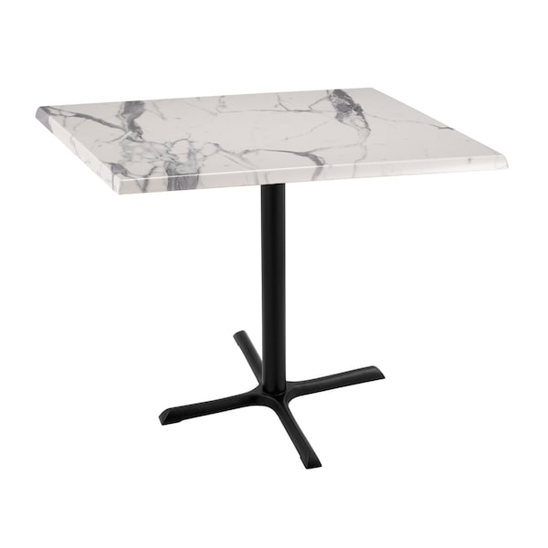 Holland Bar Stool Co 36" Tall OD211 Black Table Base 30" x 30" 36" x 36" Square White Marble Top by the HollBar Stool Co. - OD211-3036BWOD36SQWM