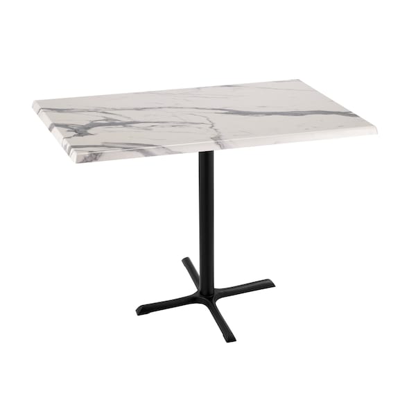 Holland Bar Stool Co 42" Tall OD211 Black Table Base 30" x 30" Foot 30" x 48" White Marble Top by the HollBar Stool Co. - OD211-3042BWOD3048WM