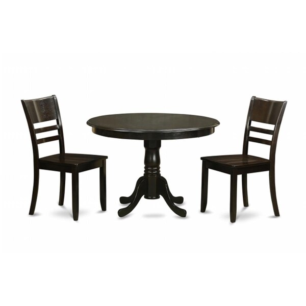 East West Furniture 3 Piece Small Kitchen Table and Chairs Set-Kitchen Table and 2 Kitchen Chairs - HLLY3-CAP-W
