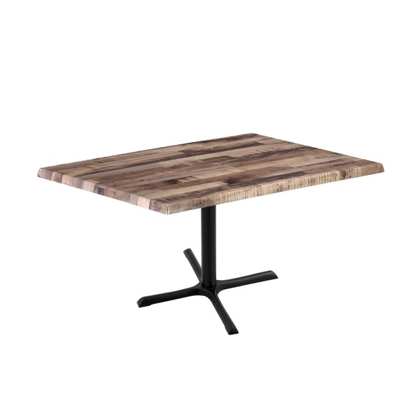 Holland Bar Stool Co 30" Tall OD211 Black Table Base 30" x 30" Foot 30" x 48" Rustic Top by the HollBar Stool Co. - OD211-3030BWOD3048RUSTIC