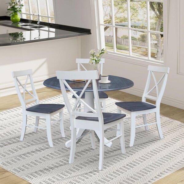 Whitewood Industries Extension Dining Tables, 45 in L, 38 in H, Parawood, 5 Piece Set - K05-42DPT-C613-4
