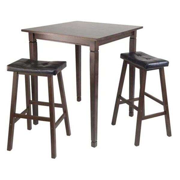 Winsome Trading Winsome Trading 94399 3pc Kingsgate High- Pub Dining Table with Cushioned Saddle Stool - 94399
