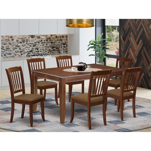 East West Furniture 7 Piece Dudley Dinette Set - Mahogany - DUDA7-MAH-C